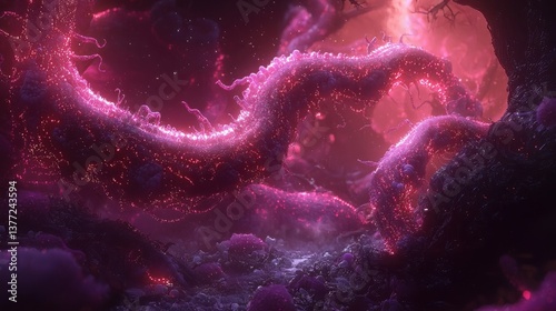 Surreal Neon Forest with Flowing Organic Shapes and Ethereal Light in a Dreamlike Environment