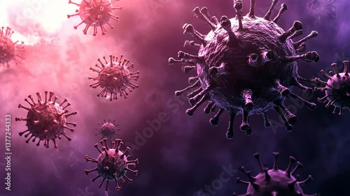 Visual representation of virus particles in a conceptual illustration of viral transmission and infection process photo
