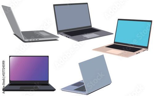 Illustrations of laptops from different angles