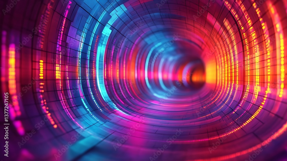 Neon Tunnel with Digital Abstract. Neon Tunnel with Digital Abstract.
