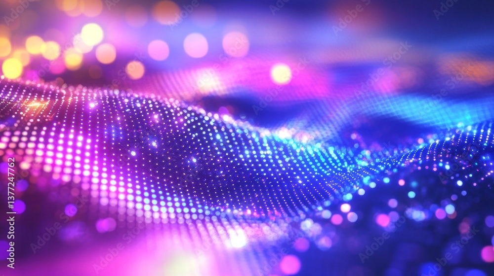 Experience the mesmerizing aura of a digital dreamscape with neon grid waves. Experience the mesmerizing aura of a digital dreamscape with neon grid waves.