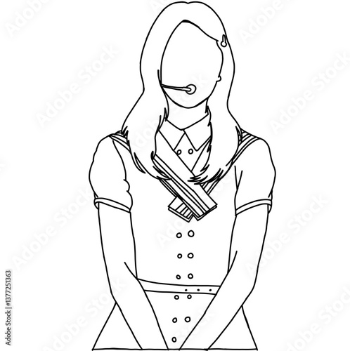 Vector illustration of a fashion stage sketch. Korean idols performing. Female fashion idol. Female singer performing in beautiful clothes.