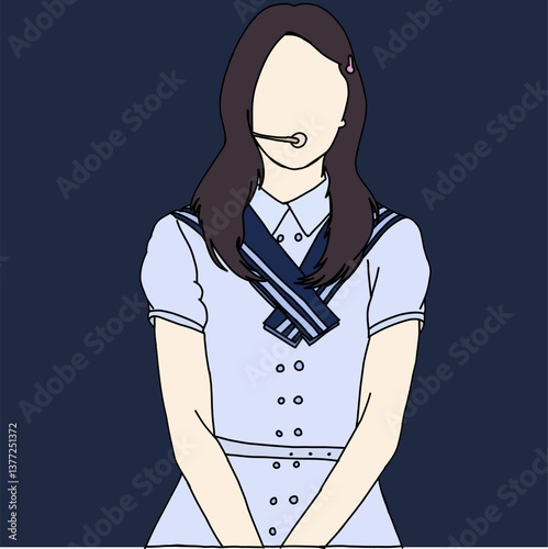 Illustration vector of Kpop fashion stage. idols of Koreans performing. K-pop female fashion idol. female singer who is singing wearing beautiful clothes