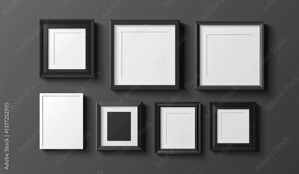 Wall mounted picture frames in various sizes and styles Wall mounted picture frames in various sizes and styles