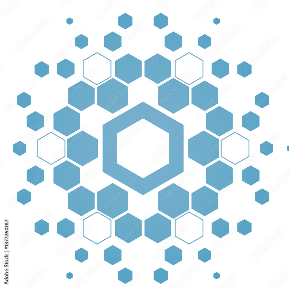 Abstract Sci-fi Pattern: Composed of interconnected hexagonal shapes. Striking blue on transparent creates a visually compelling design. Suitable for backgrounds, digital art, or modern graphic projec Abstract Sci-fi Pattern: Composed of interconnected hexagonal shapes. Striking blue on transparent creates a visually compelling design. Suitable for backgrounds, digital art, or modern graphic projec