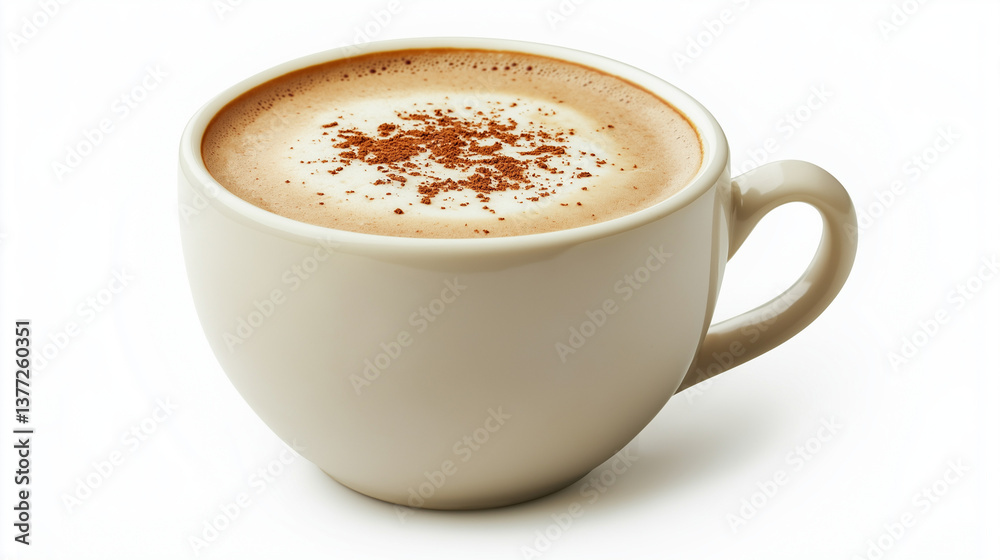 A Cup of Cappuccino Isolated on Clean White Background. Copy Space Drink. A Cup of Cappuccino Isolated on Clean White Background. Copy Space Drink.