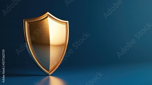 Free Download Golden shield protection illuminated by sparks. Security, data safety, privacy services backdrop for internet website, finance backdrop design with copy space - GFXLoad