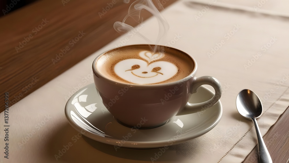 Delightful Cappuccino: A whimsical smile adorns this steaming cup, promising a comforting and cheerful coffee break. Pure indulgence! Delightful Cappuccino: A whimsical smile adorns this steaming cup, promising a comforting and cheerful coffee break. Pure indulgence!