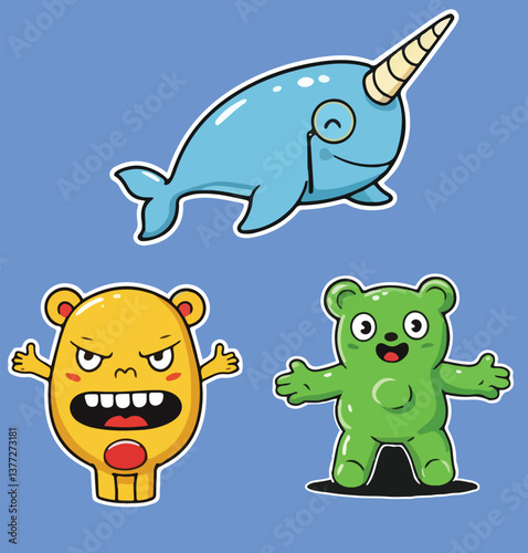 Whimsical Cartoon Creatures for Playful Branding pop stickers