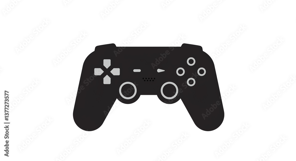Level Up Your Game: A sleek black game controller ready for action in minimalist vector art style. Level Up Your Game: A sleek black game controller ready for action in minimalist vector art style.