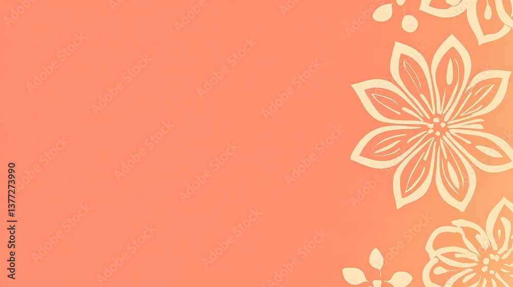 Naklejka premium Decorative floral design on a gradient peach and beige background