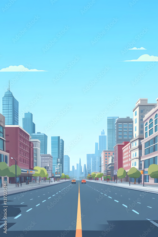 Fototapeta premium Flat City Skyline Illustration Background