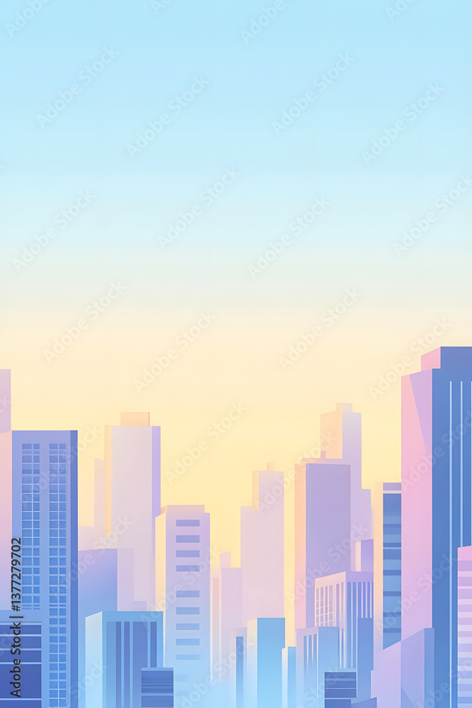 Obraz premium Flat City Skyline Illustration Background
