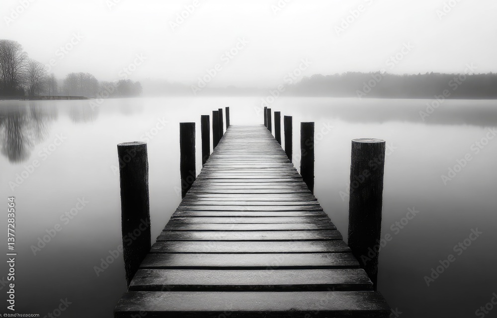 Obraz premium Tranquil Misty Dock