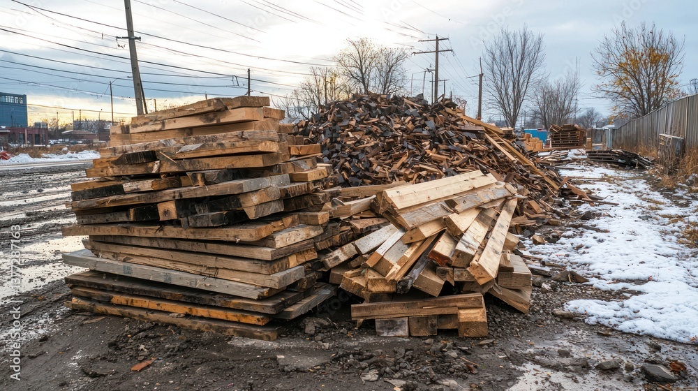 A pile of construction lumber ready for building materials A pile of construction lumber ready for building materials