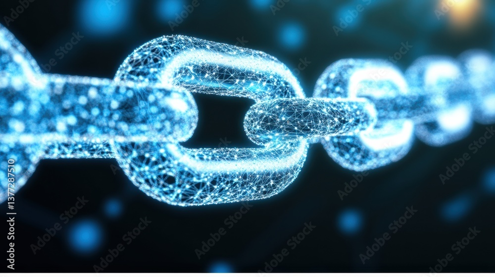 Glowing Blue Chain Link Network Connection Abstract Technology Background Glowing Blue Chain Link Network Connection Abstract Technology Background