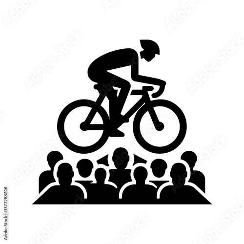 Cycling bicycle icon with transparent background