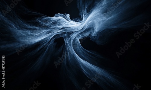 Abstract swirling blue nebula, cosmic dust and energy