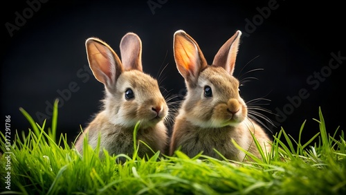 Two rabbits in the grass