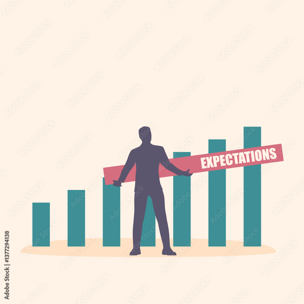 Expectations chart represents the surpassing of expectations of the people you deal with, whether they are customers, superiors or others who need things from you. Businessman holding growth bar Expectations chart represents the surpassing of expectations of the people you deal with, whether they are customers, superiors or others who need things from you. Businessman holding growth bar