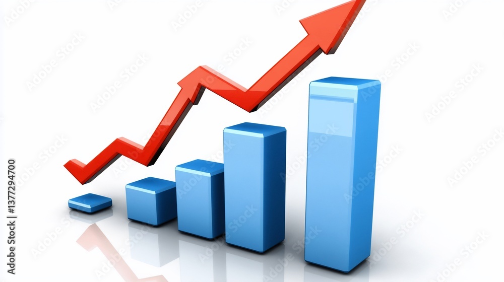 Upward trending bar graph showing growth Upward trending bar graph showing growth