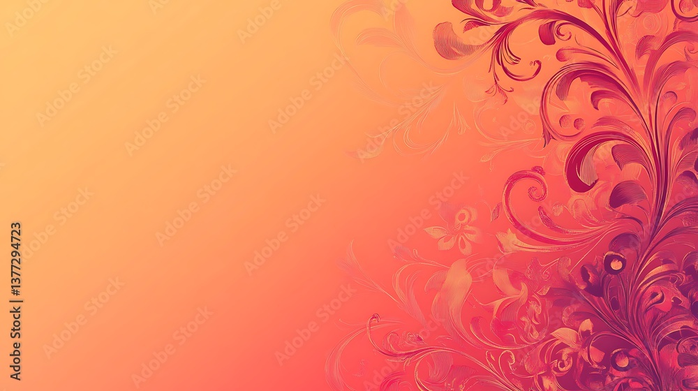 A vibrant floral illustration featuring ornate leaves and soft orange gradients A vibrant floral illustration featuring ornate leaves and soft orange gradients