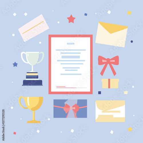 Corporate Recognition Flat Lay Illustration, Incentives