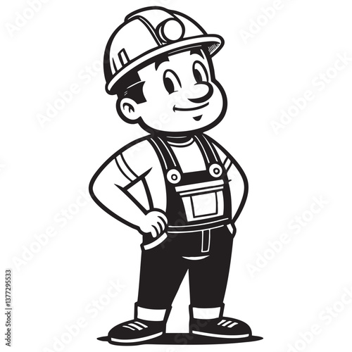 construction worker cartoon drawing vector illustration