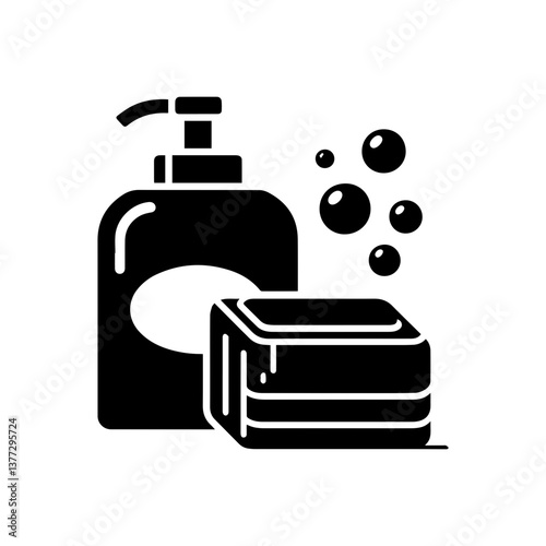 Shampoo soap facial cleanser icon with transparent background