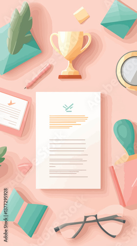 Corporate Recognition Flat Lay Illustration, Incentives