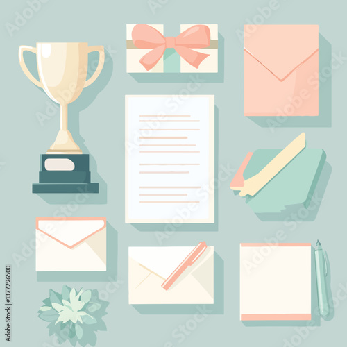 Corporate Recognition Flat Lay Illustration, Incentives
