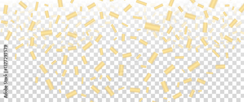 Vector confetti png. Golden tinsel, confetti fall from the sky on a transparent background.