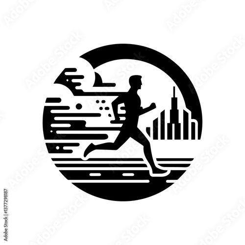 Marathon running icon with transparent background