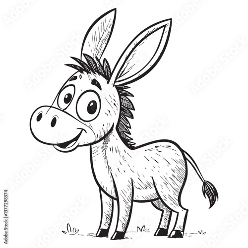 Donkey Character doodle drawing vector illustration