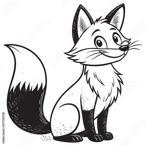 Fox doodle drawing vector illustration