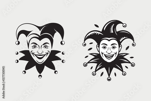 joker face Black and White Vector