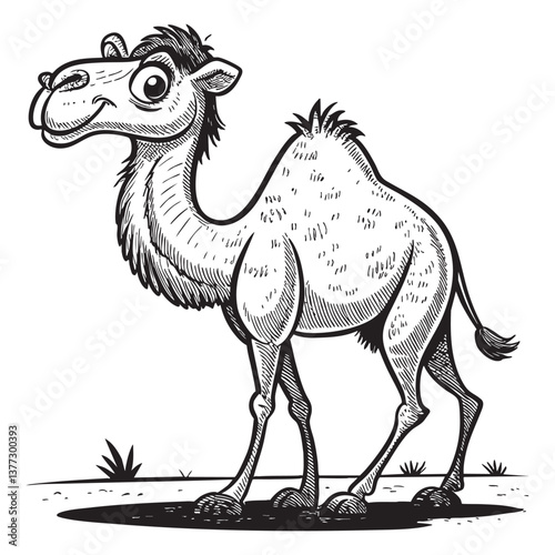 Camel cartoon Character doodle drawing vector illustration