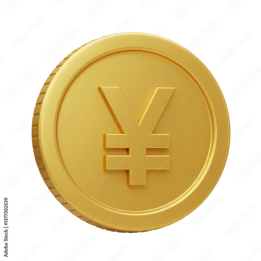 3D Render of Golden Yen Coin on Transparent Background 3D Render of Golden Yen Coin on Transparent Background