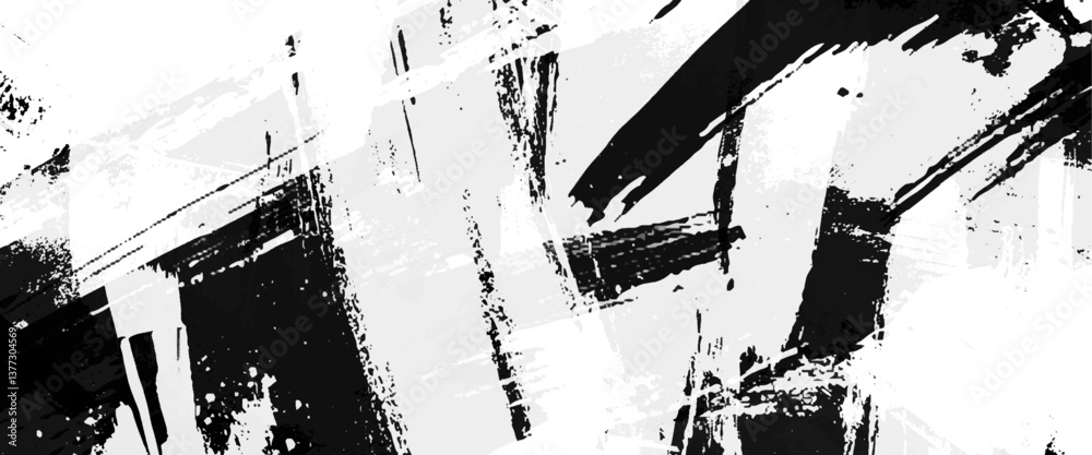 Vector modern paintbrush grunge black and white grunge paint background
