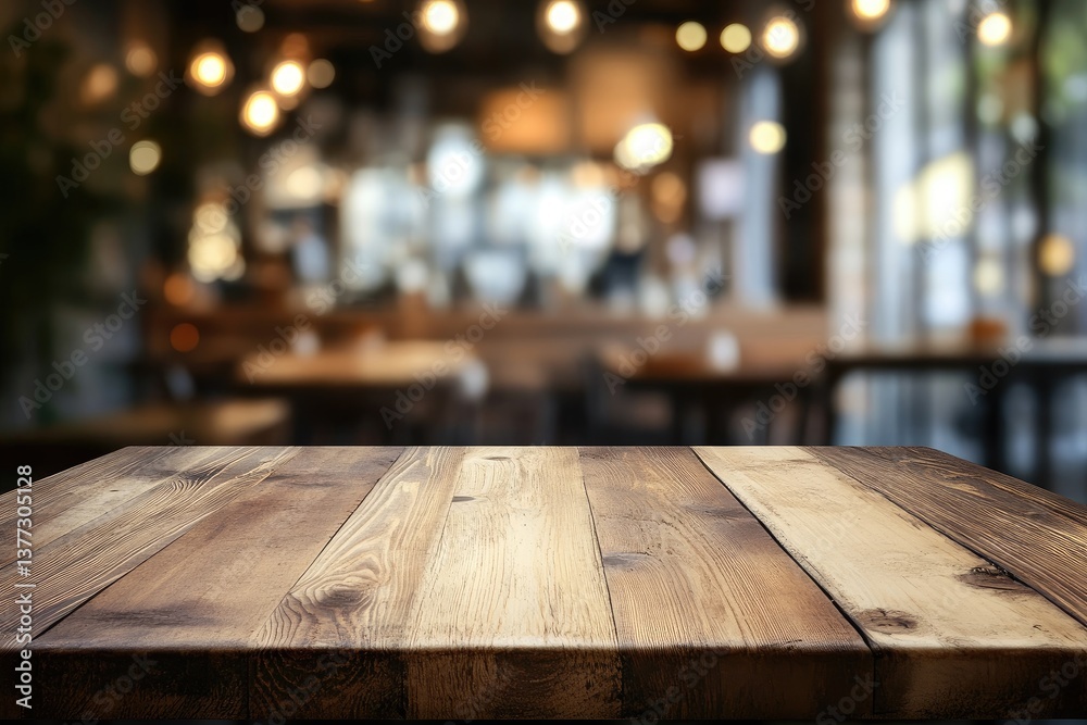 Wooden table in a cafe Wooden table in a cafe