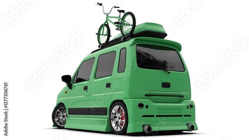 Green Mini Car SUV Touring isolated on white background