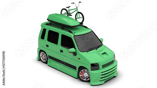 Green Mini Car SUV Touring isolated on white background