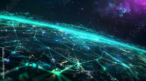 Interstellar communication technology cosmic network wallpaper futuristic background space environment high-tech viewpoint