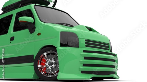 Green Mini Car SUV Touring isolated on white background