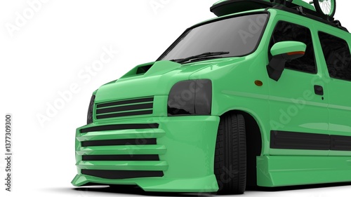 Green Mini Car SUV Touring isolated on white background