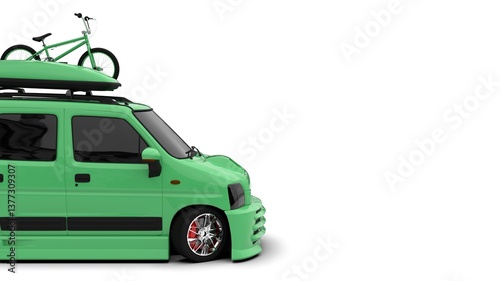 Green Mini Car SUV Touring isolated on white background