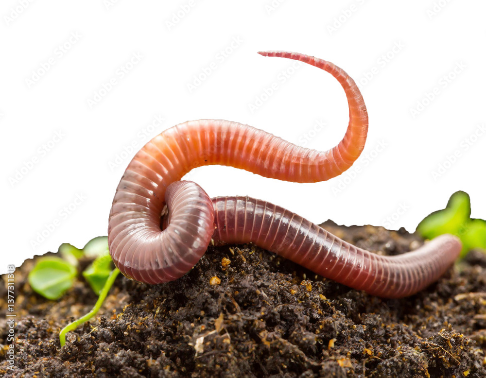 Earthworm and soil isolated cutouts against transparent or white background Earthworm and soil isolated cutouts against transparent or white background