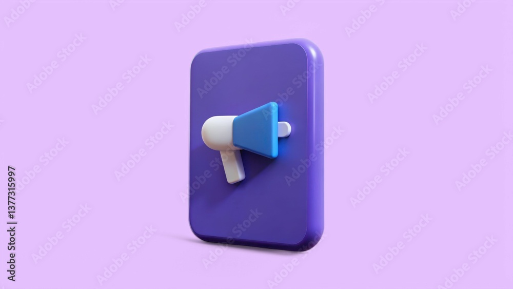 SEO Marketing Target 3D illustration. 3D illustration of a megaphone on a purple background. SEO Marketing Target 3D illustration. 3D illustration of a megaphone on a purple background.