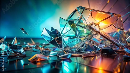 Minimalist Broken Glass Shattered Reflection Abstract Photography