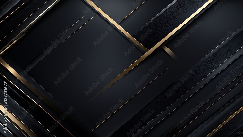 Modern Luxury Abstract Background with Golden Lines on Dark Black Backdrop 3D Style Deluxe Design Illustration Modern Luxury Abstract Background with Golden Lines on Dark Black Backdrop 3D Style Deluxe Design Illustration
